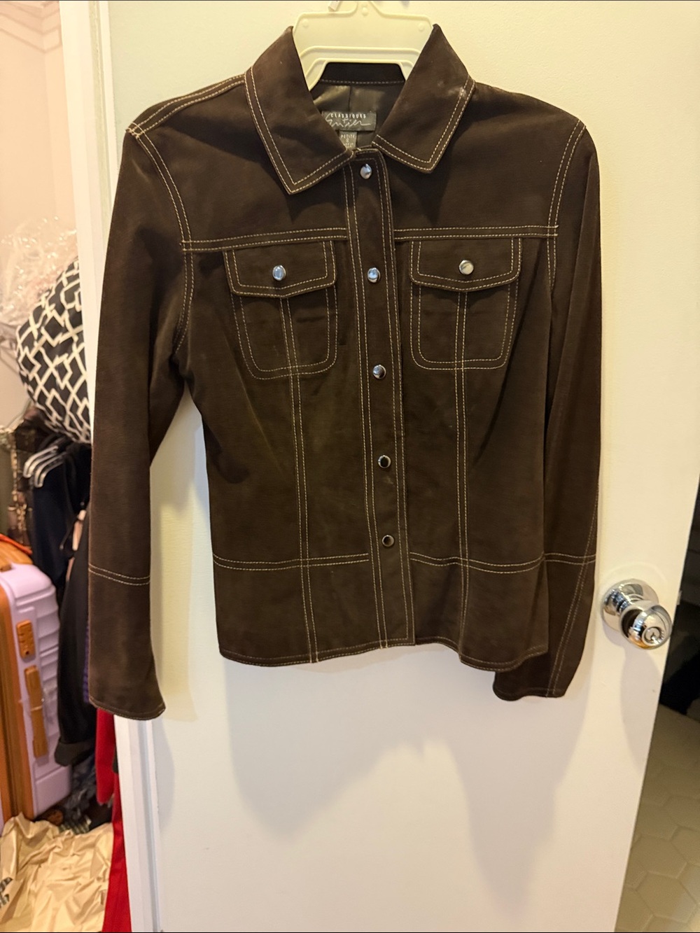 Classiques Entier Dark Brown Suede Button-Front Jacket